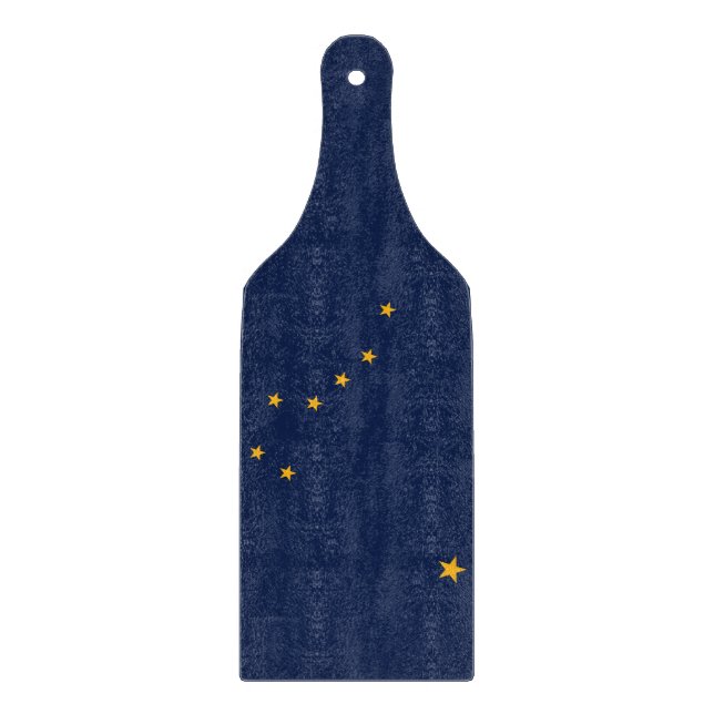 Glass cutting board paddle with flag of Alaska (Front)