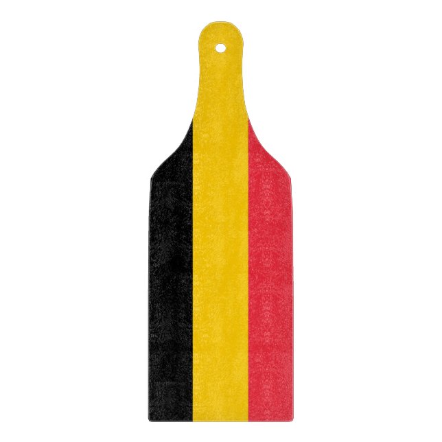 Glass cutting board paddle with flag of Belgium (Front)