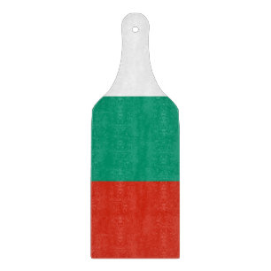 Glass cutting board paddle with flag of Bulgaria