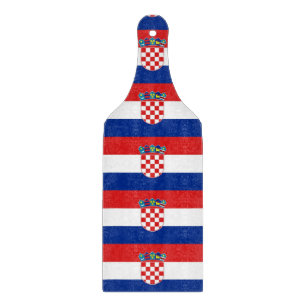 Glass cutting board paddle with flag of Croatia