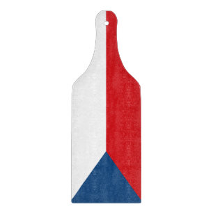 Glass cutting board paddle with flag of Czechia