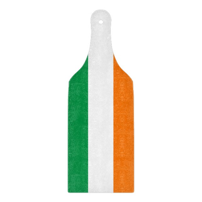 Glass cutting board paddle with flag of Ireland (Front)