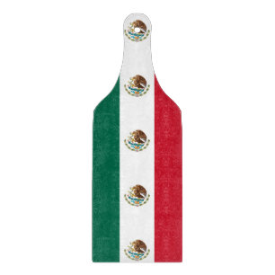 Glass cutting board paddle with flag of Mexico