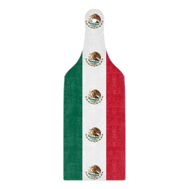 Glass cutting board paddle with flag of Mexico (Front)