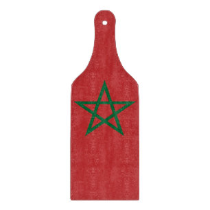 Glass cutting board paddle with flag of Morocco