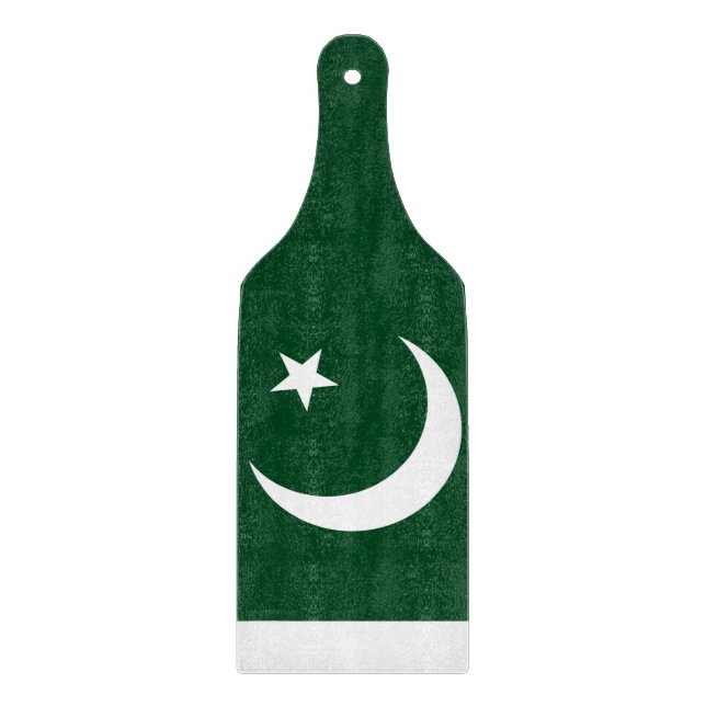 Glass cutting board paddle with flag of Pakistan (Front)
