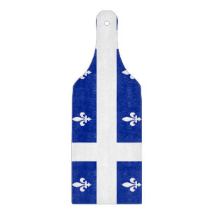 Glass cutting board paddle with flag Quebec