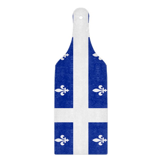 Glass cutting board paddle with flag Quebec (Front)