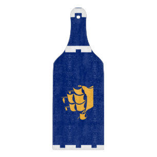 Glass cutting board paddle with flag Quebec City