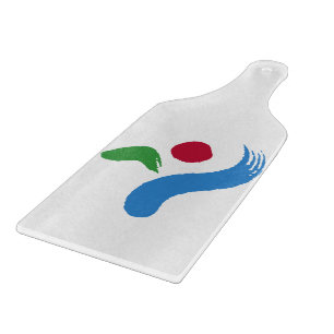 Glass cutting board paddle with flag Seoul