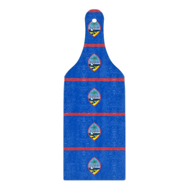 Glass cutting board paddle with Guam flag (Front)