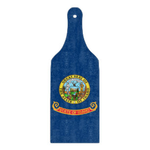 Glass cutting board paddle with Idaho flag
