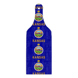 Glass cutting board paddle with Kansas flag