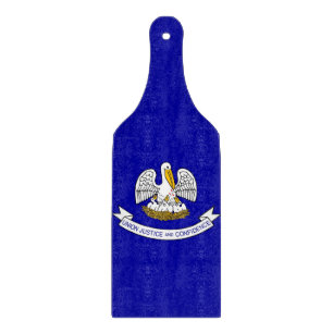 Glass cutting board paddle with Louisiana flag