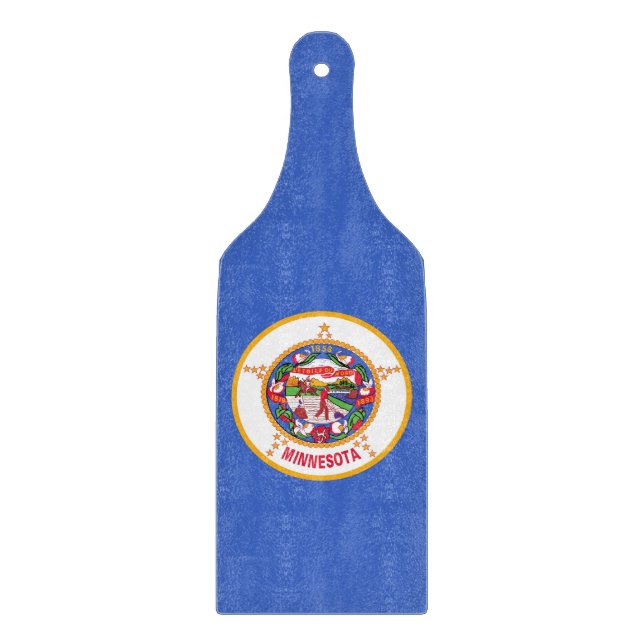 Glass cutting board paddle with Minnesota flag (Front)