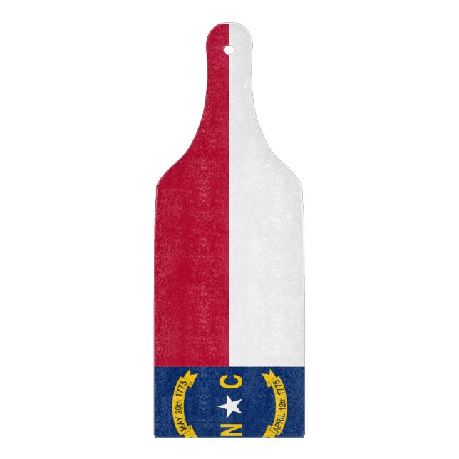 Glass cutting board paddle with New Carolina flag (Front)