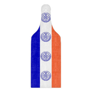 Glass cutting board paddle with New York City flag