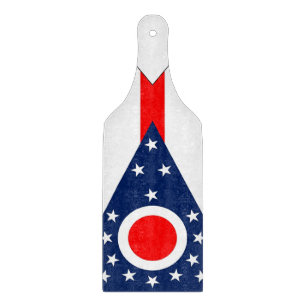 Glass cutting board paddle with Ohio flag