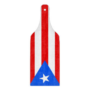 Glass cutting board paddle with Puerto Rico flag