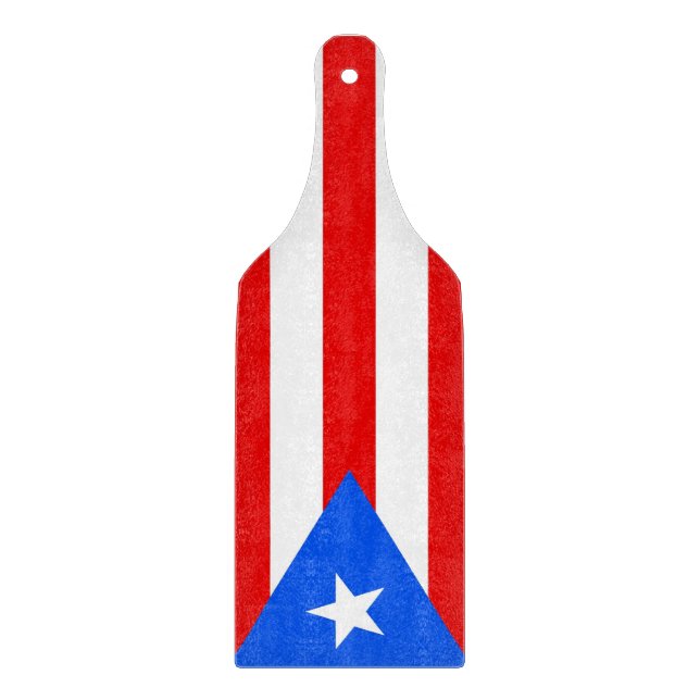 Glass cutting board paddle with Puerto Rico flag (Front)