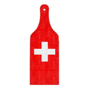 Glass cutting board paddle with Switzerland flag