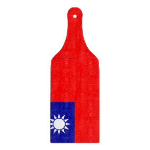 Glass cutting board paddle with Taiwan flag