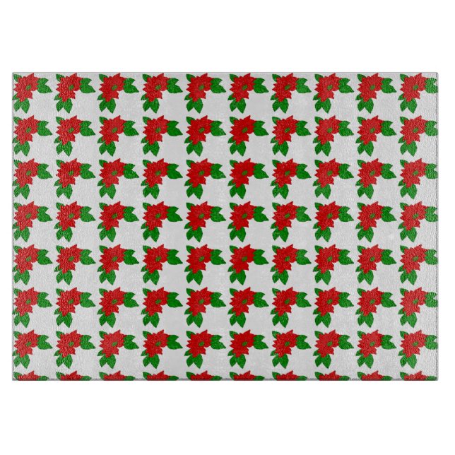 Glass Cutting Board Poinsettias (Front)