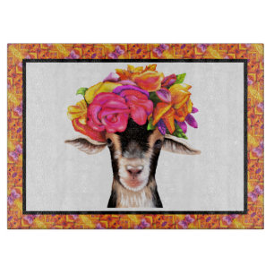 Glass Cutting Board Posey the Goat