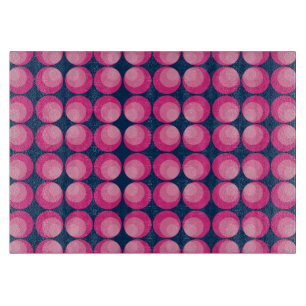 Glass Cutting Board Retro Circles Pink