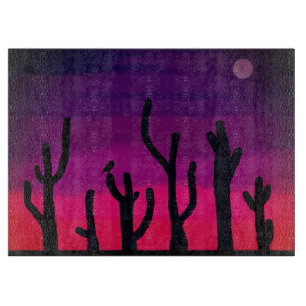 Glass Cutting Board Saguaro Sunset
