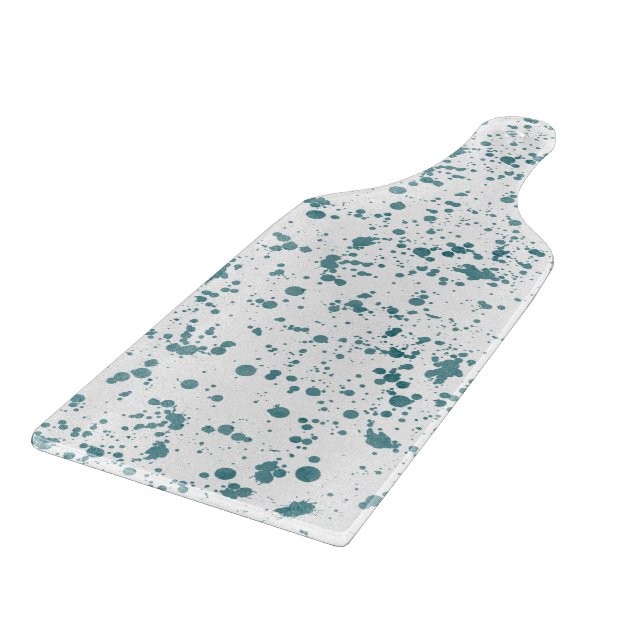 Glass Cutting Board - Teal Splashes & Splatters (Corner)