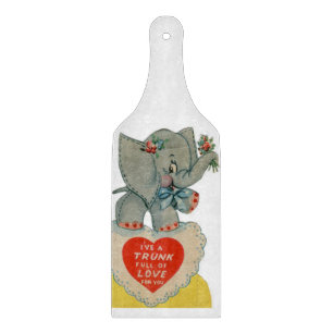 Glass Cutting Board Valentine's Day Elephant