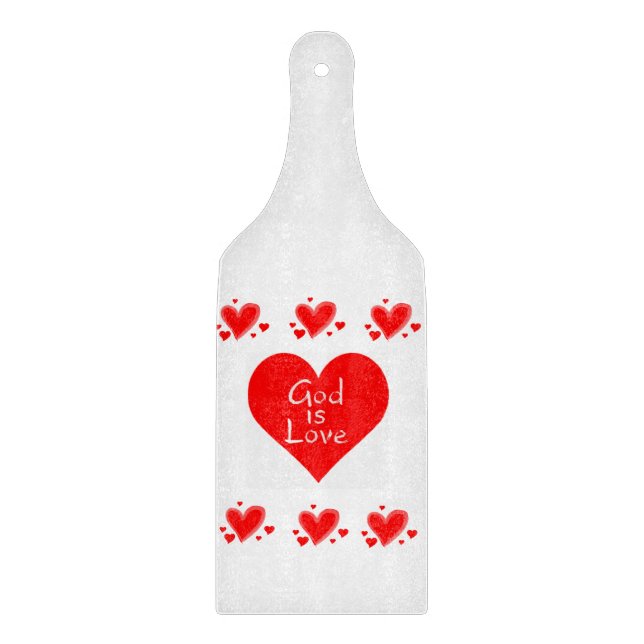 Glass Cutting Board Valentine's Day GOD is LOVE (Front)