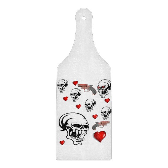 Glass Cutting Board Valentine's Day Skull (Front)