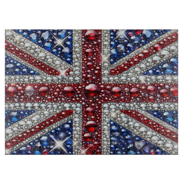 Glass cutting board with British Colours (Front)