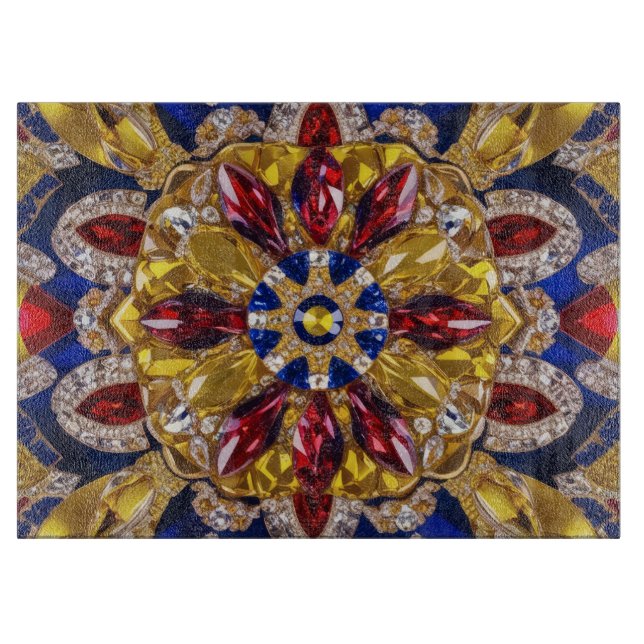 Glass cutting board with Colombia Colours (Front)