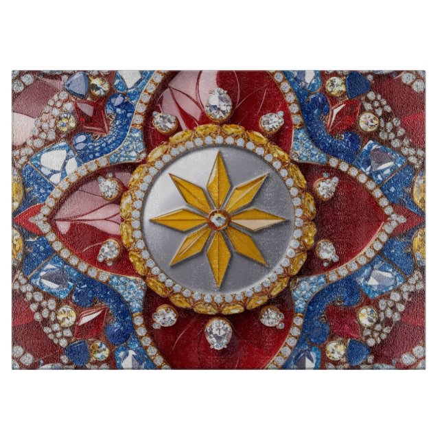 Glass cutting board with Colombian Colours (Front)