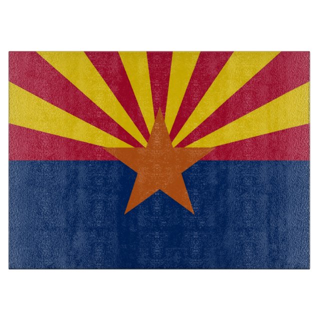 Glass cutting board with Flag of Arizona State (Front)