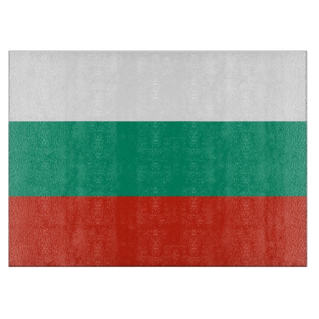 Glass cutting board with Flag of Bulgaria (Front)