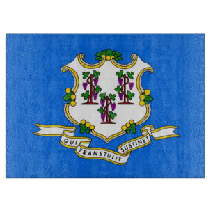 Glass cutting board with Flag of Connecticut