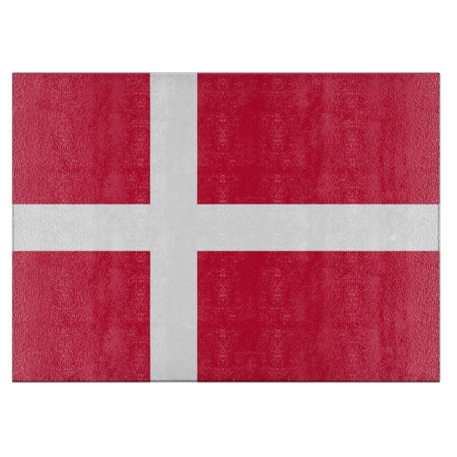 Glass cutting board with Flag of Denmark (Front)