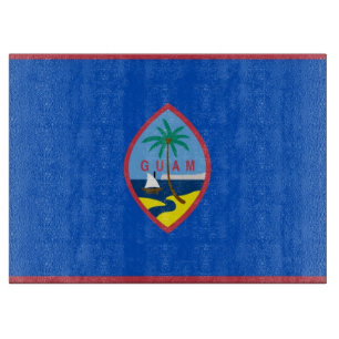 Glass cutting board with Flag of Guam, USA