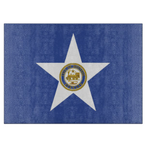 Glass cutting board with Flag of Houston