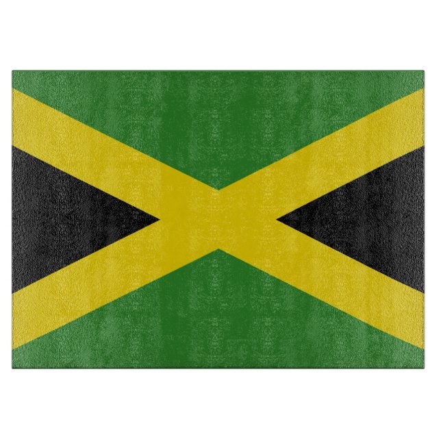 Glass cutting board with Flag of Jamaica (Front)
