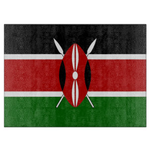 Glass cutting board with Flag of Kenya