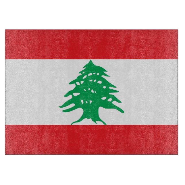 Glass cutting board with Flag of Lebanon (Front)