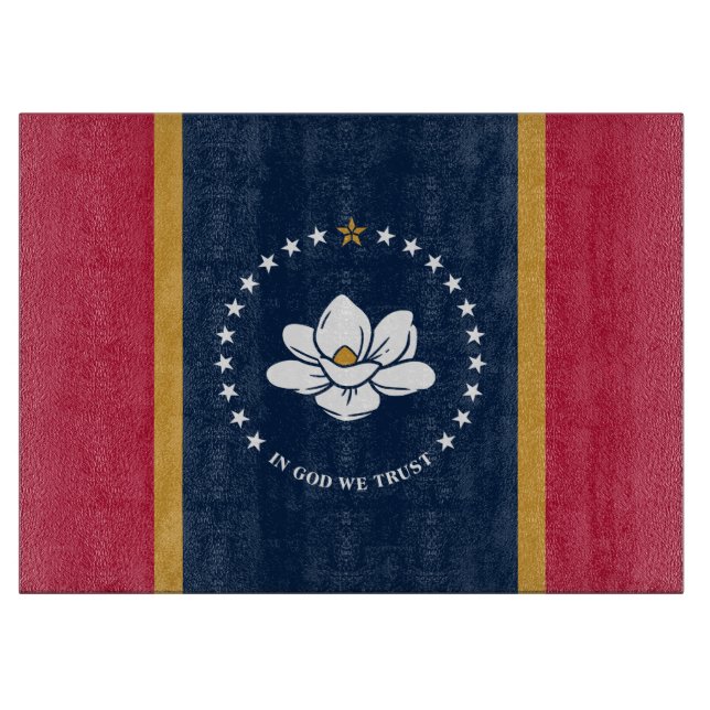 Glass cutting board with Flag of Mississippi, USA (Front)