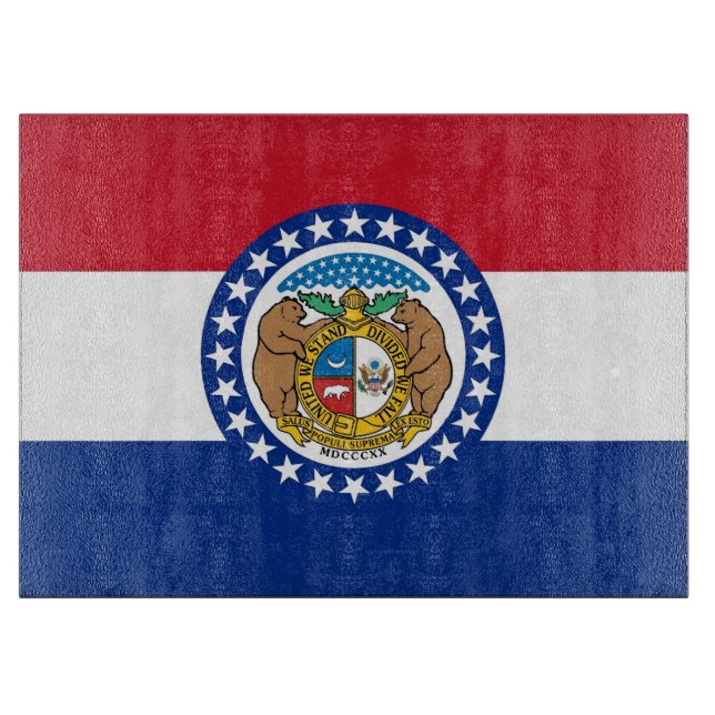 Glass cutting board with Flag of Missouri USA (Front)