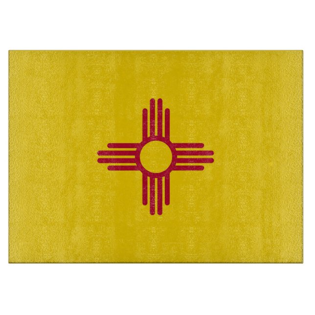 Glass cutting board with Flag of New Mexico, USA (Front)
