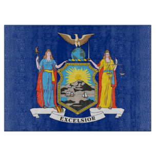 Glass cutting board with Flag of New York, USA